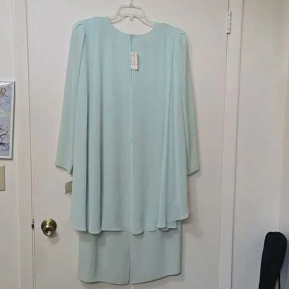 Ursula of Switzerland Special Occasion Dress Size 15/16 Aqua Dress Vtg Flaw - Picture 8 of 8